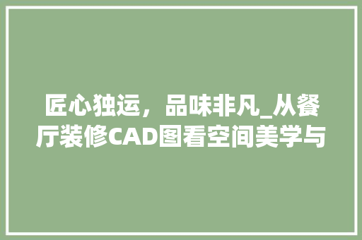 匠心独运，品味非凡_从餐厅装修CAD图看空间美学与设计理念 匠心独运，品味非凡_从餐厅装修CAD图看空间美学与设计理念 家居装饰