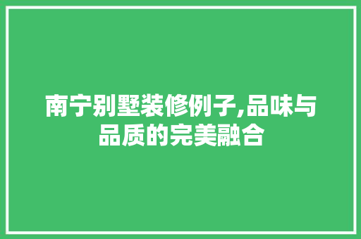 南宁别墅装修例子,品味与品质的完美融合 南宁别墅装修例子,品味与品质的完美融合 装修知识