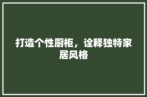 打造个性厨柜，诠释独特家居风格 打造个性厨柜，诠释独特家居风格 二手房