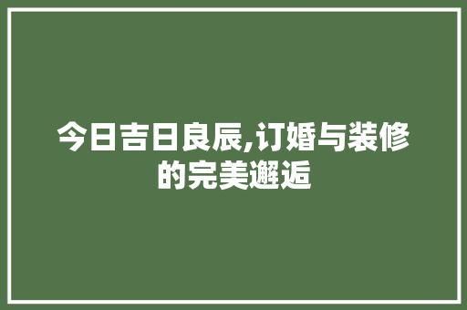 今日吉日良辰,订婚与装修的完美邂逅 今日吉日良辰,订婚与装修的完美邂逅 家居装饰