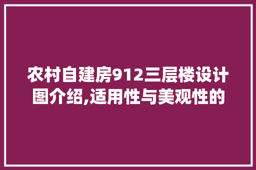 农村自建房912三层楼设计图介绍,适用性与美观性的完美融合_农村自建房912三层楼设计图 买房须知
