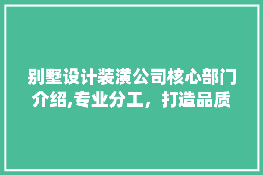 别墅设计装潢公司核心部门介绍,专业分工，打造品质家园_别墅设计装潢公司有哪些部门 装修知识