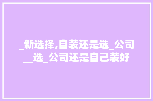 _新选择,自装还是选_公司__选_公司还是自己装好