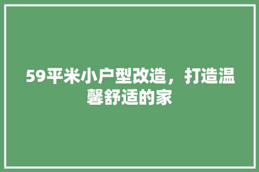 59平米小户型改造，打造温馨舒适的家 家居设计