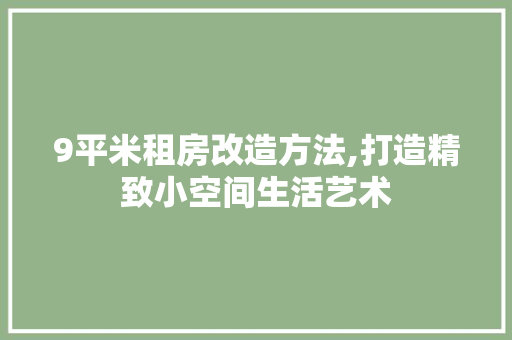 9平米租房改造方法,打造精致小空间生活艺术 家居设计