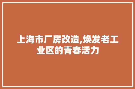 上海市厂房改造,焕发老工业区的青春活力