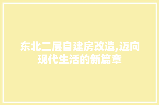 东北二层自建房改造,迈向现代生活的新篇章