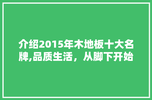 介绍2015年木地板十大名牌,品质生活，从脚下开始 装修知识