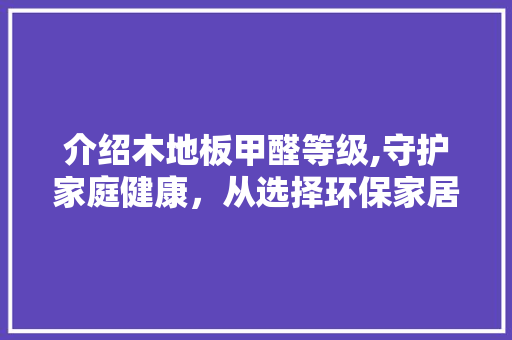 介绍木地板甲醛等级,守护家庭健康，从选择环保家居开始 二手房
