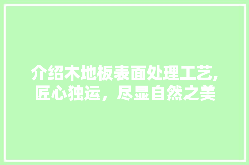 介绍木地板表面处理工艺,匠心独运，尽显自然之美 二手房