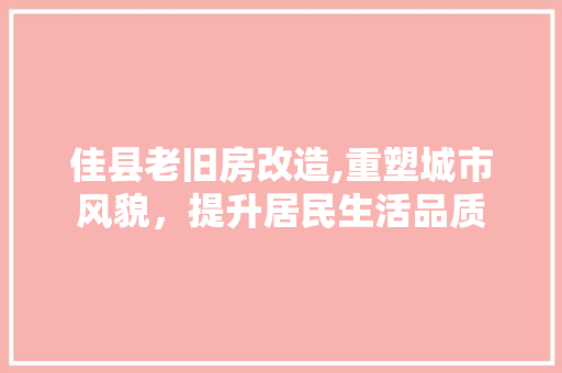 佳县老旧房改造,重塑城市风貌，提升居民生活品质 二手房