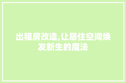 出租房改造,让居住空间焕发新生的魔法，出租房改造攻略。