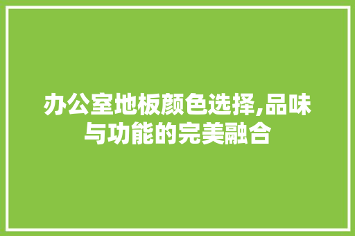办公室地板颜色选择,品味与功能的完美融合 家居装饰