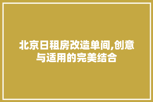 北京日租房改造单间,创意与适用的完美结合 家居装饰