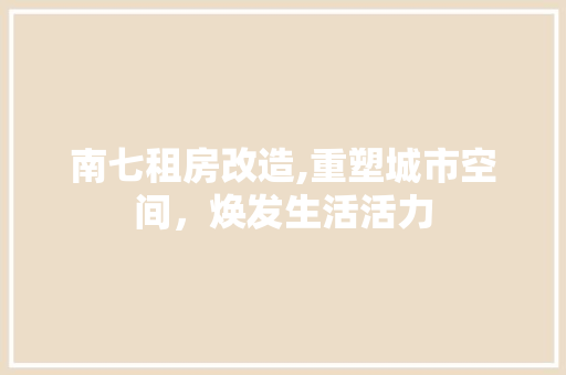 南七租房改造,重塑城市空间，焕发生活活力 家居设计