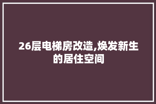 26层电梯房改造,焕发新生的居住空间 家居装饰