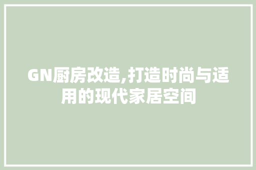 GN厨房改造,打造时尚与适用的现代家居空间