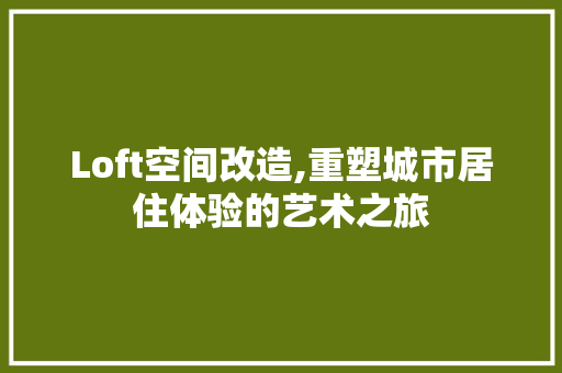 Loft空间改造,重塑城市居住体验的艺术之旅 家居装饰