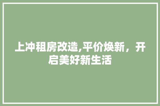 上冲租房改造,平价焕新，开启美好新生活