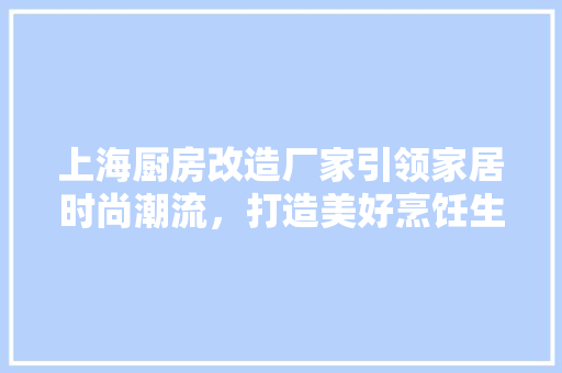 上海厨房改造厂家引领家居时尚潮流，打造美好烹饪生活