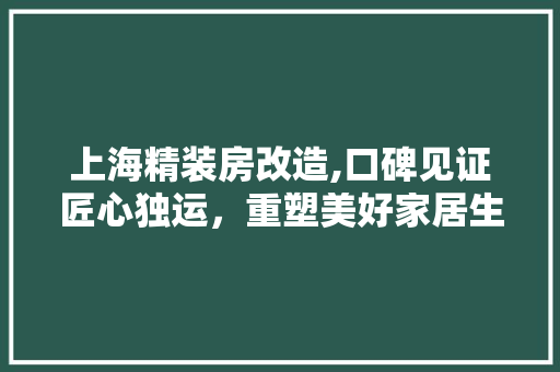 上海精装房改造,口碑见证匠心独运，重塑美好家居生活 二手房