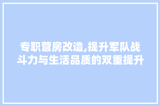 专职营房改造,提升军队战斗力与生活品质的双重提升之路