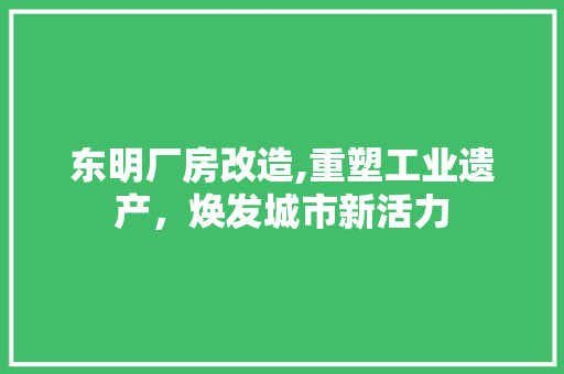 东明厂房改造,重塑工业遗产，焕发城市新活力 家居设计