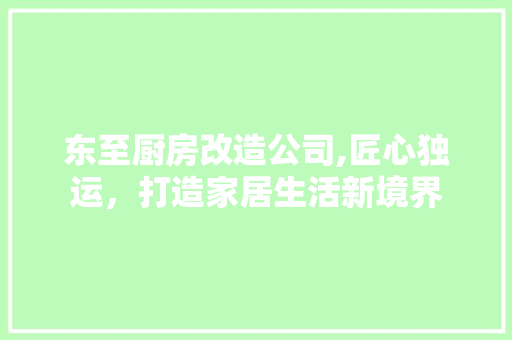 东至厨房改造公司,匠心独运，打造家居生活新境界 家居设计