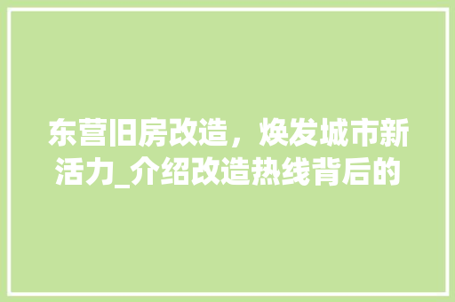东营旧房改造，焕发城市新活力_介绍改造热线背后的故事 家居设计