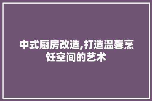 中式厨房改造,打造温馨烹饪空间的艺术 装修知识