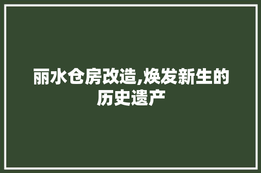 丽水仓房改造,焕发新生的历史遗产