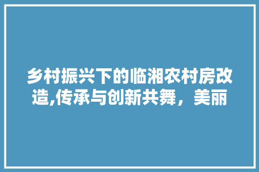 乡村振兴下的临湘农村房改造,传承与创新共舞，美丽家园焕新颜