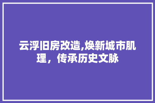 云浮旧房改造,焕新城市肌理，传承历史文脉