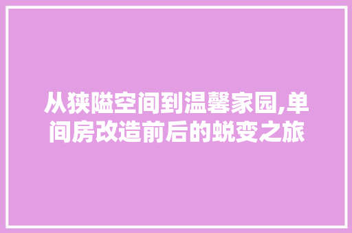 从狭隘空间到温馨家园,单间房改造前后的蜕变之旅 买房须知