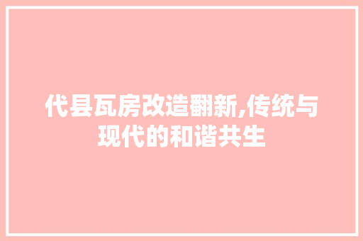 代县瓦房改造翻新,传统与现代的和谐共生 家居设计