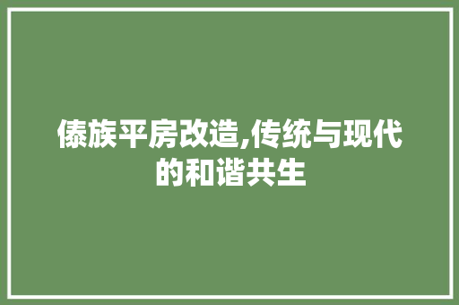 傣族平房改造,传统与现代的和谐共生