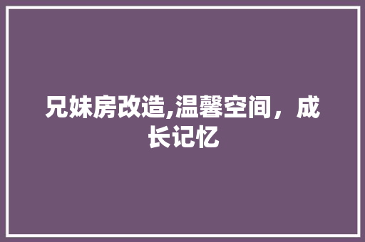 兄妹房改造,温馨空间，成长记忆