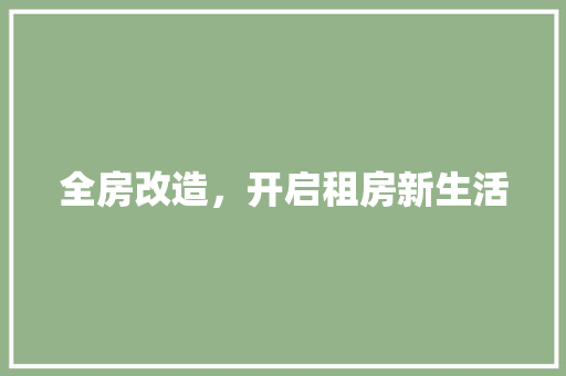 全房改造，开启租房新生活