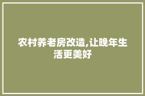 农村养老房改造,让晚年生活更美好，农村养老房改造,让晚年生活更美好作文。