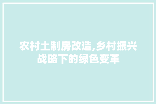 农村土制房改造,乡村振兴战略下的绿色变革，农村土制房改造,乡村振兴战略下的绿色变革。