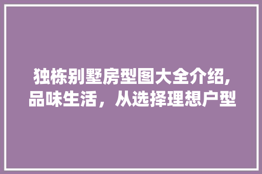 独栋别墅房型图大全介绍,品味生活，从选择理想户型开始_独栋别墅房型图大全 家居设计