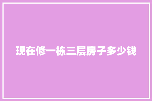 现在修一栋三层房子多少钱