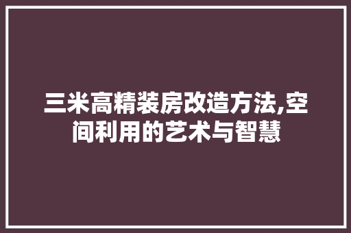 三米高精装房改造方法,空间利用的艺术与智慧