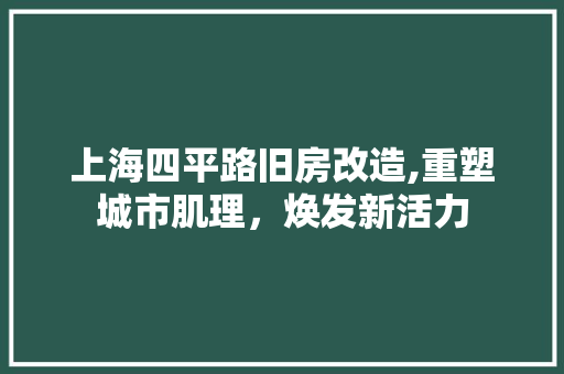 上海四平路旧房改造,重塑城市肌理，焕发新活力