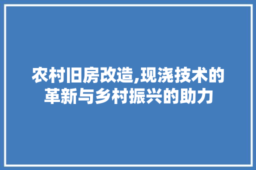 农村旧房改造,现浇技术的革新与乡村振兴的助力
