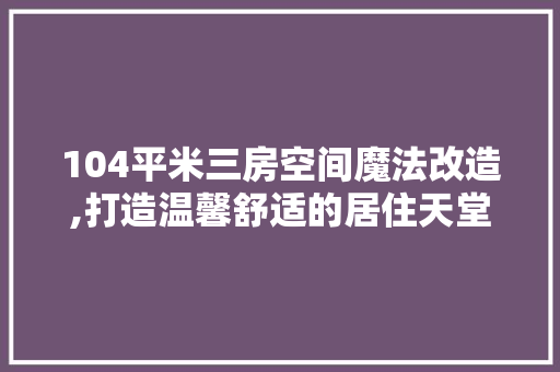 104平米三房空间魔法改造,打造温馨舒适的居住天堂 二手房