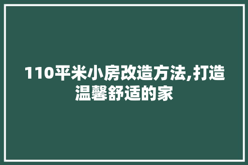 110平米小房改造方法,打造温馨舒适的家