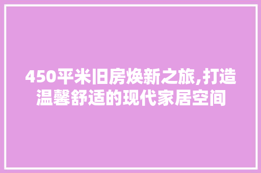 450平米旧房焕新之旅,打造温馨舒适的现代家居空间 二手房
