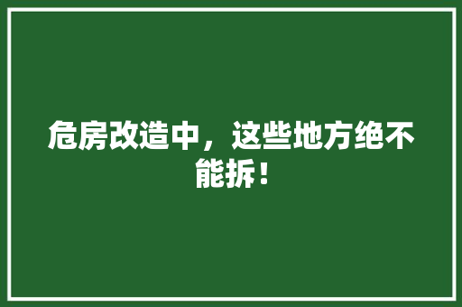危房改造中，这些地方绝不能拆！