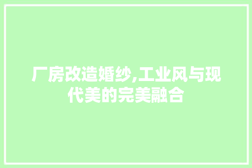 厂房改造婚纱,工业风与现代美的完美融合
